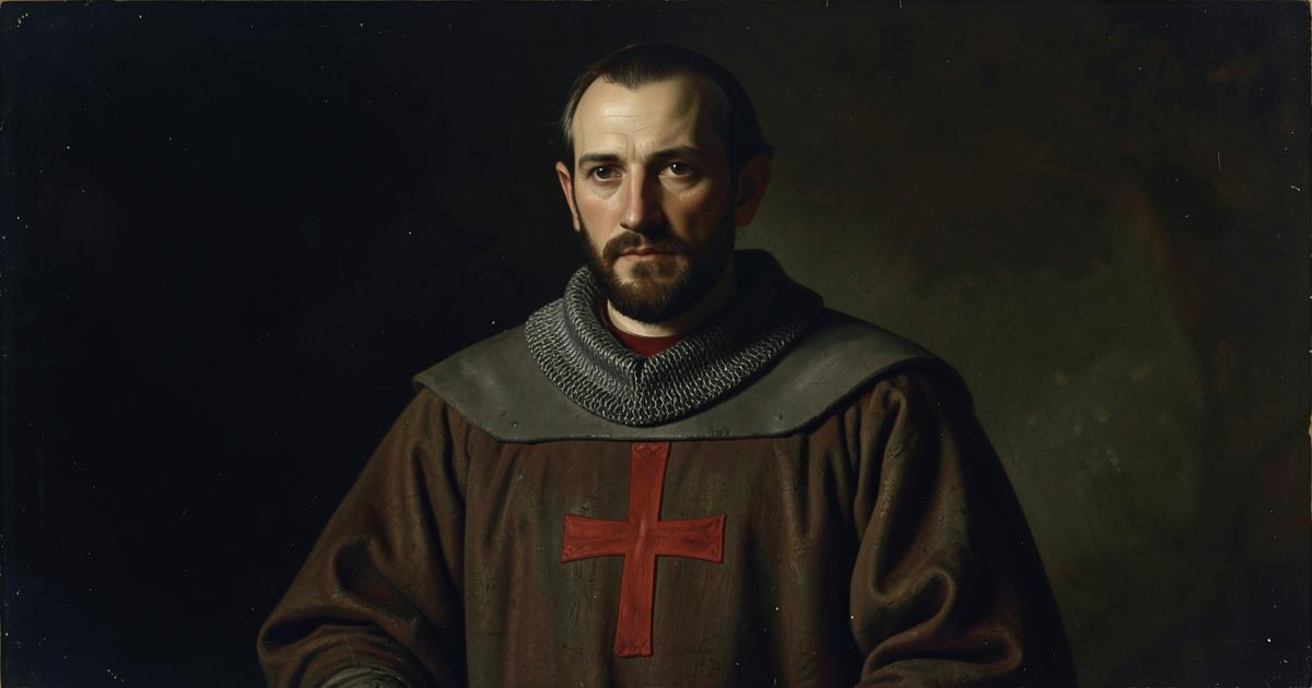 Jacques de Molay, último Grão-Mestre dos Templários, retratado em estilo de pintura histórica