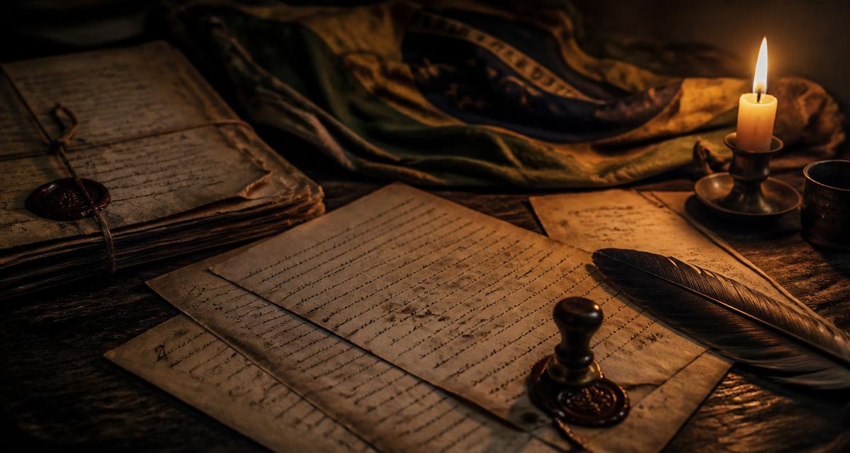 Documento histórico antigo sobre uma mesa