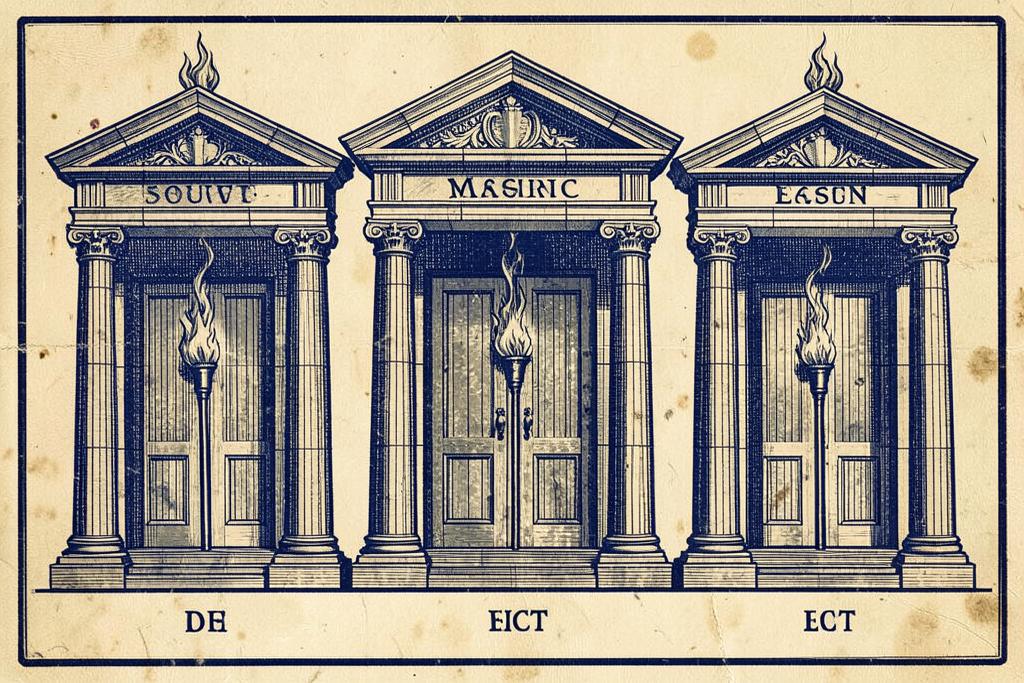 Três portas do Templo de Salomão em gravura antiga